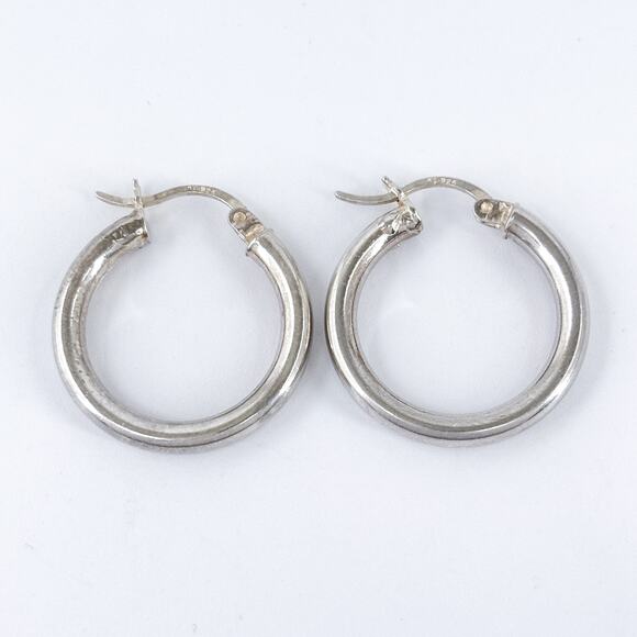 Vintage Sterling Silver 925 Classic Hoop Earrings - Picture 3 of 8